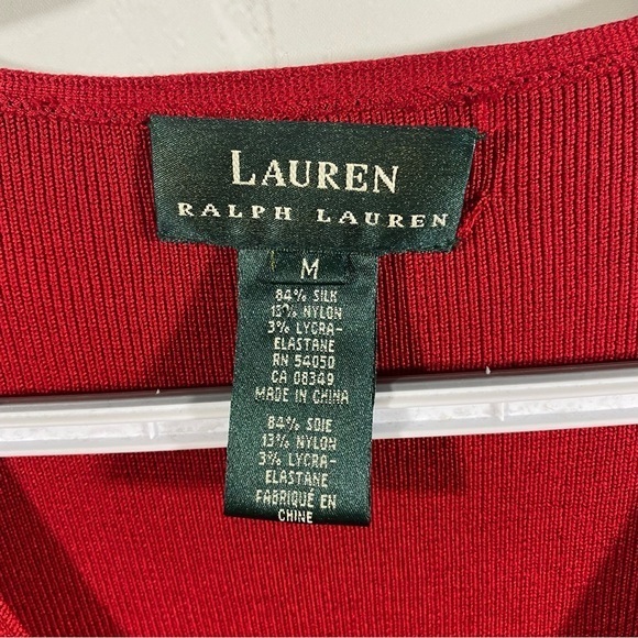 Lauren Ralph Lauren Red Silk Button Up Cardigan M - Picture 10 of 13
